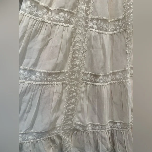 Reformation Maevie Lace Inset Tiered Skirt - Picture 3 of 4